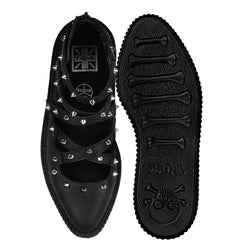 TUK-A3421L Mary Jane à sangle croisée noire cloutée