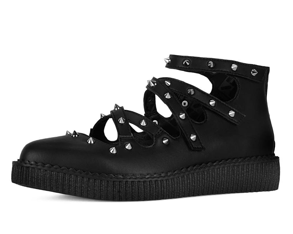 TUK Black Studded Cross Strap Mary Jane