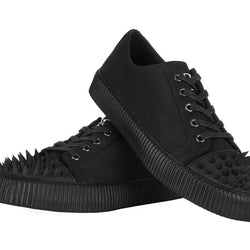 TUK-A3428 basket noire sergée à lacets à pointes