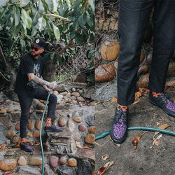 TUK Black & Purple Leopard D-Ring Sneaker-Clearance