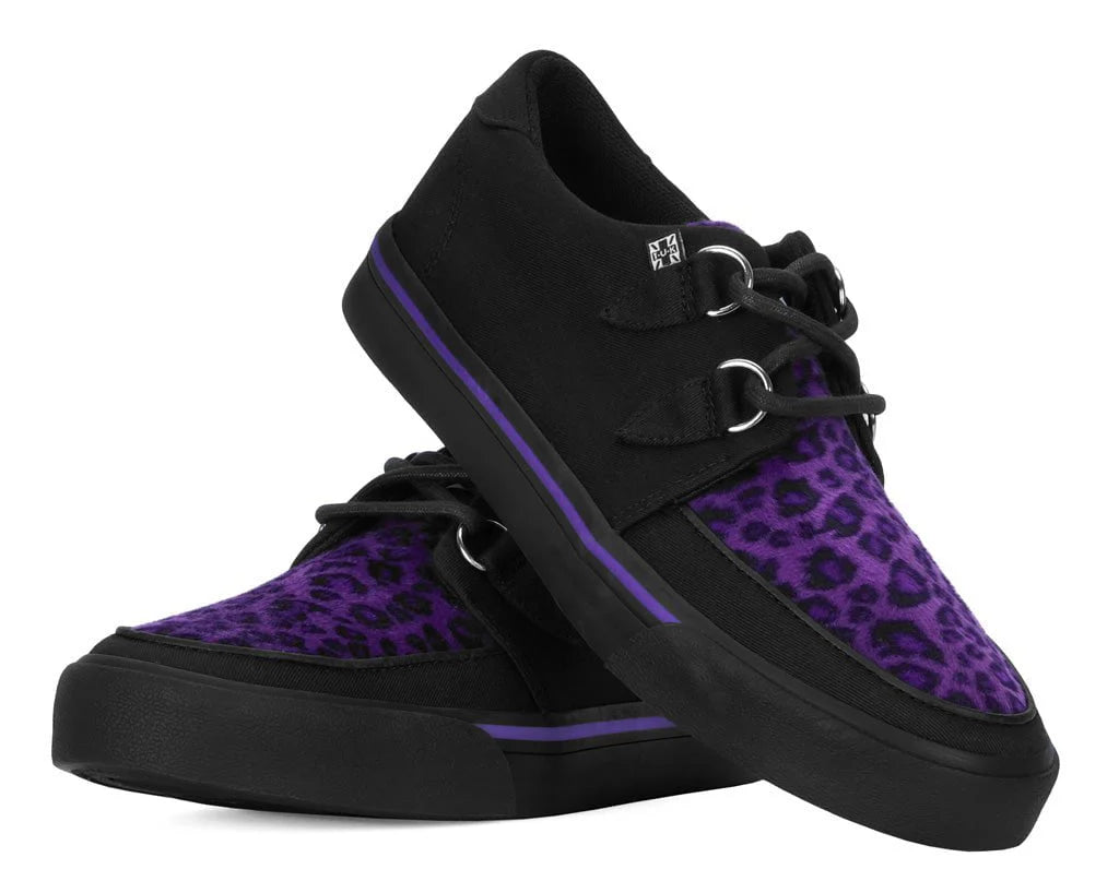 TUK Black & Purple Leopard D-Ring Sneaker