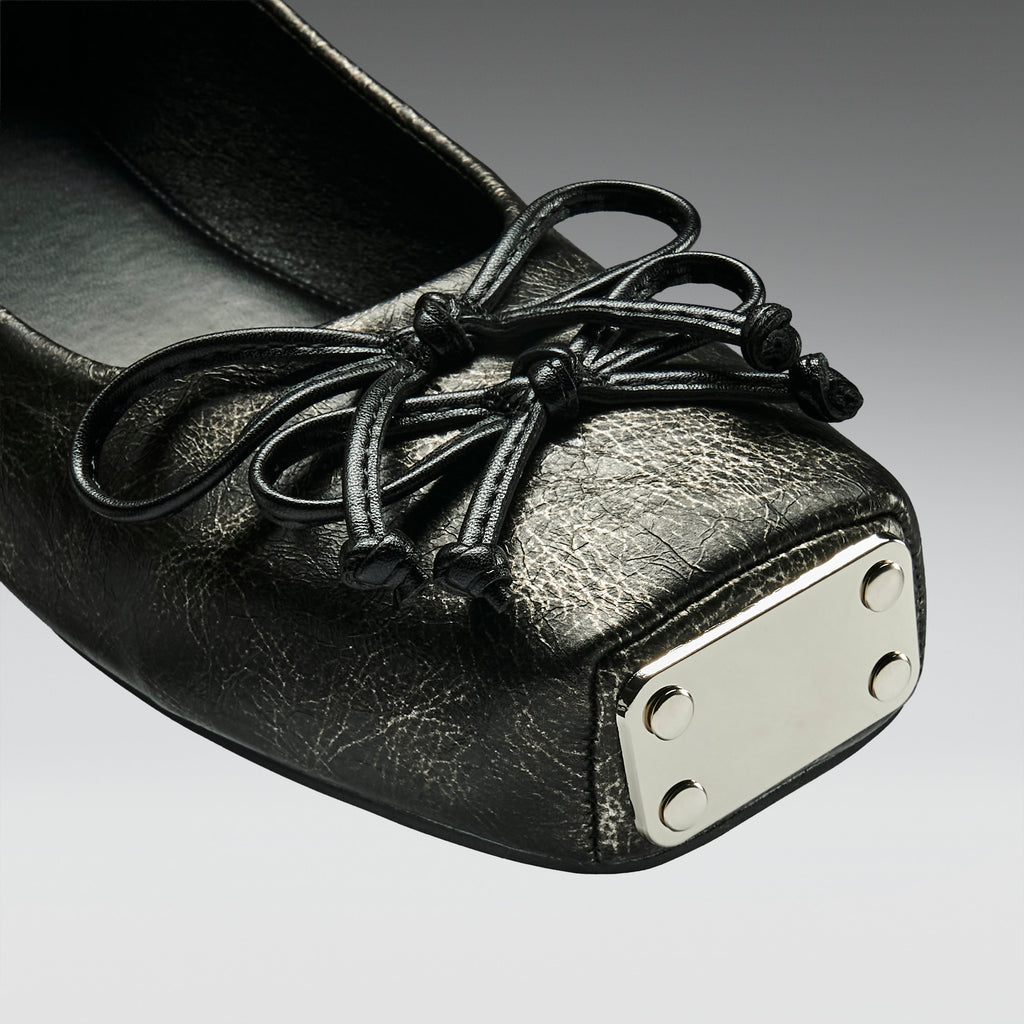 KOI Blithe Metal Toe Ballet Flats- Cracked Grey
