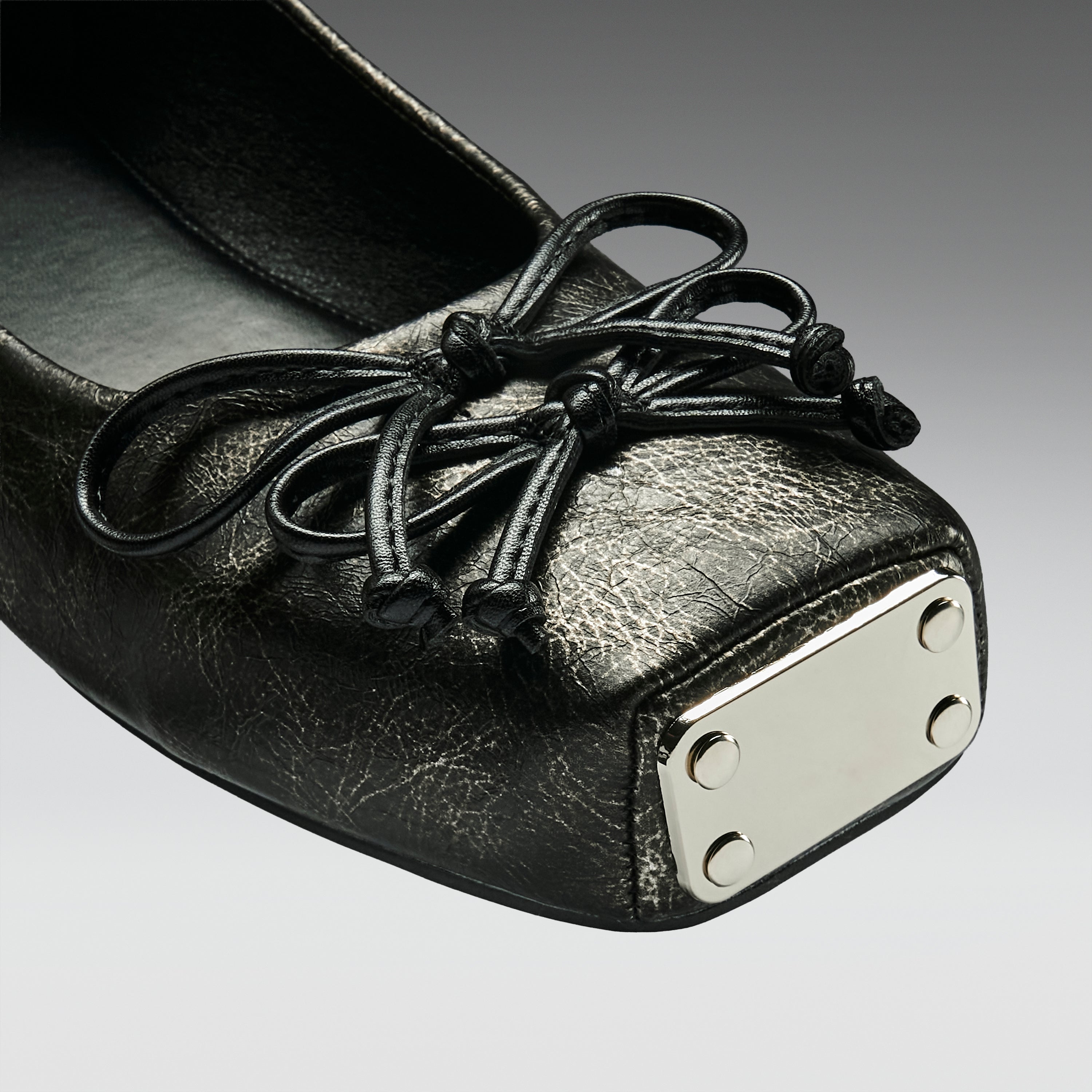 KOI Blithe Metal Toe Ballet Flats- Cracked Grey