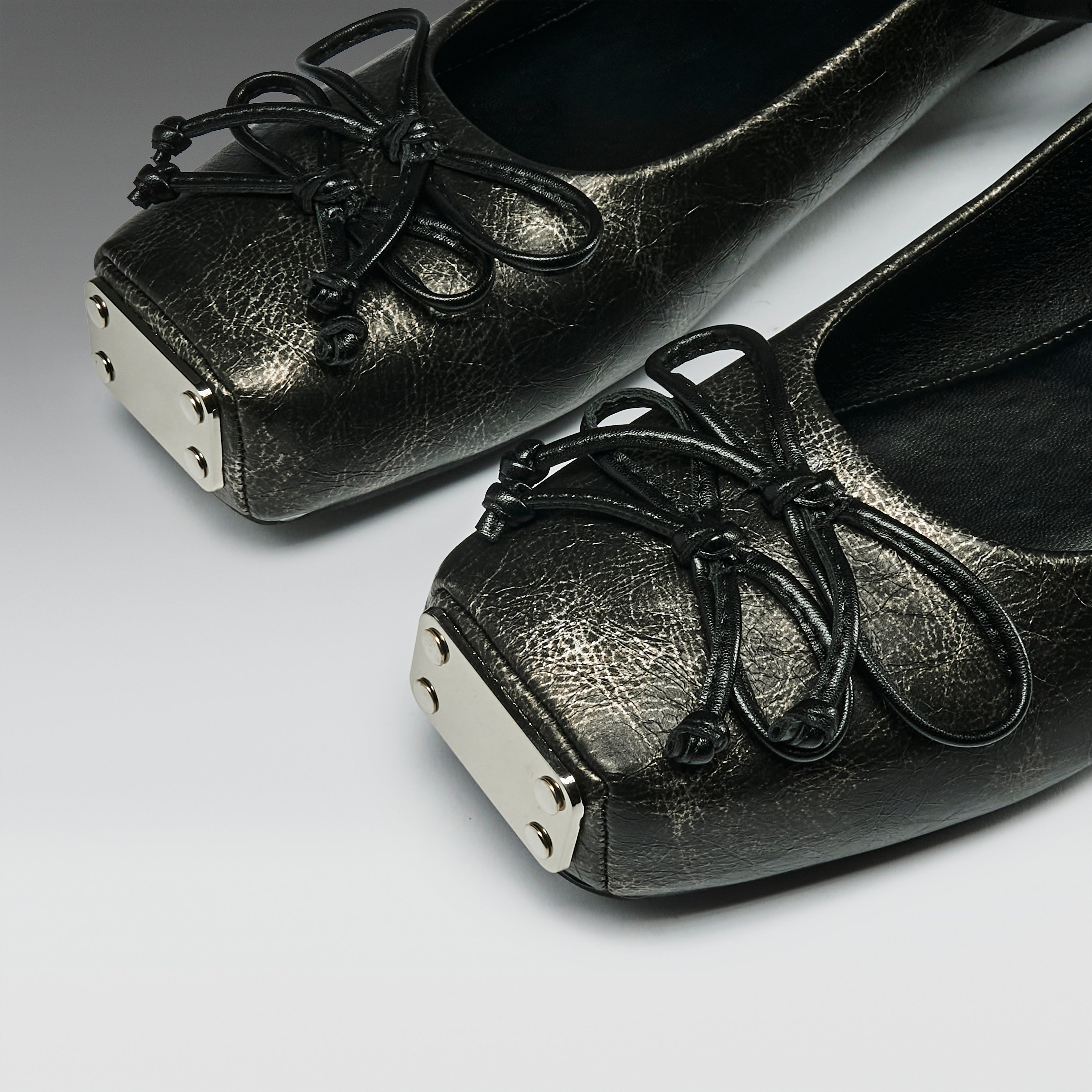 KOI Blithe Metal Toe Ballet Flats- Cracked Grey