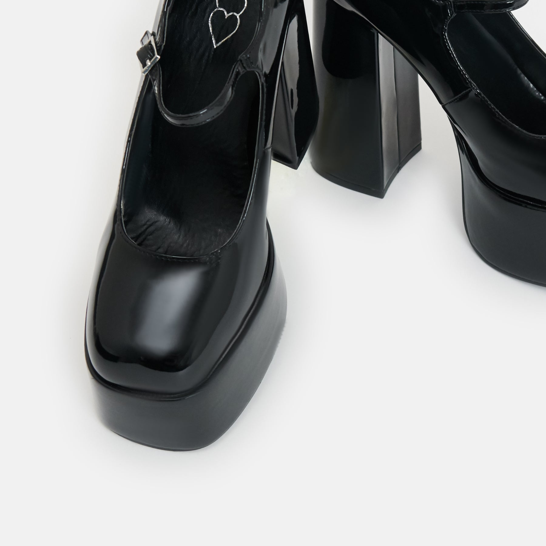 KOI Darkbloom Black Patent Platform Heels