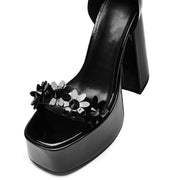 A Secret Arrangement Platform Heels - Black - Koi Footwear - Side View