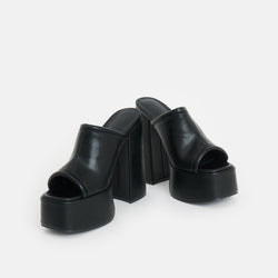 KOI Balsa Black Heeled Mules
