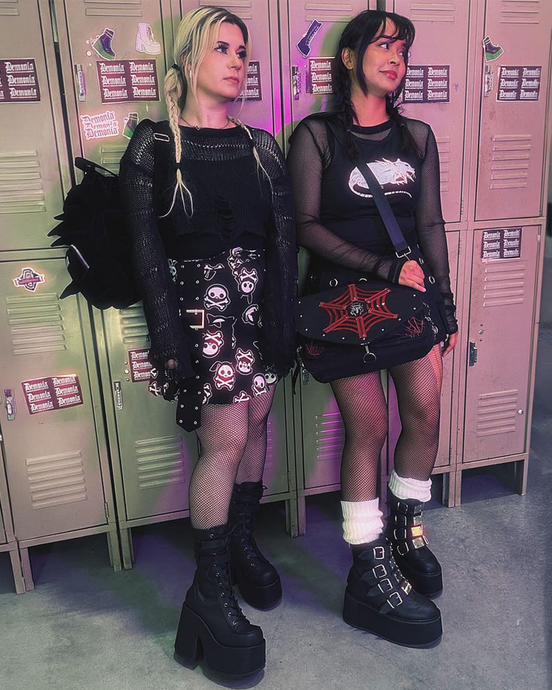 Demonia Hb-113 Velvet Spiked Mini Backpack