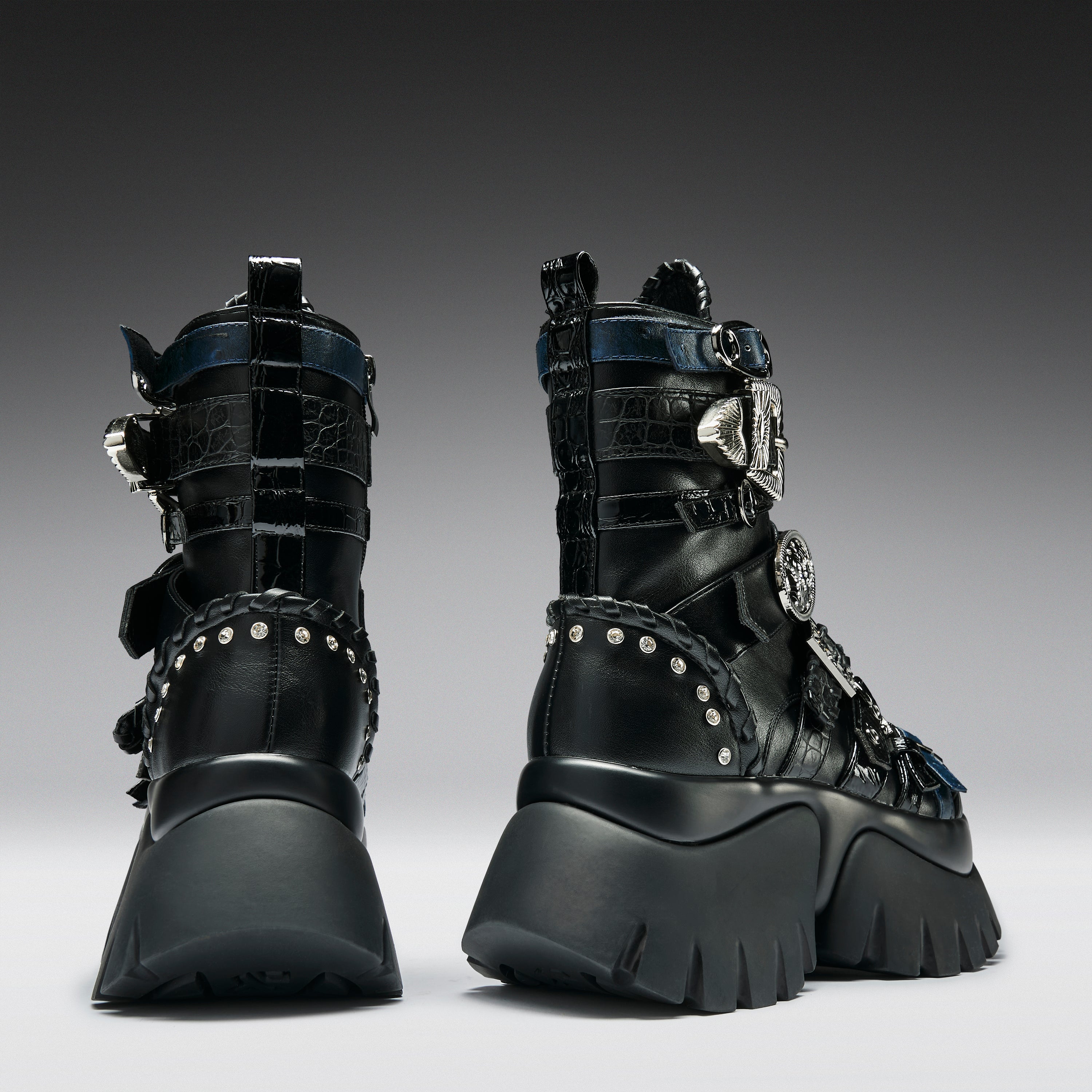 KOI Enchained Belt Monster Boots- Black-Clearance