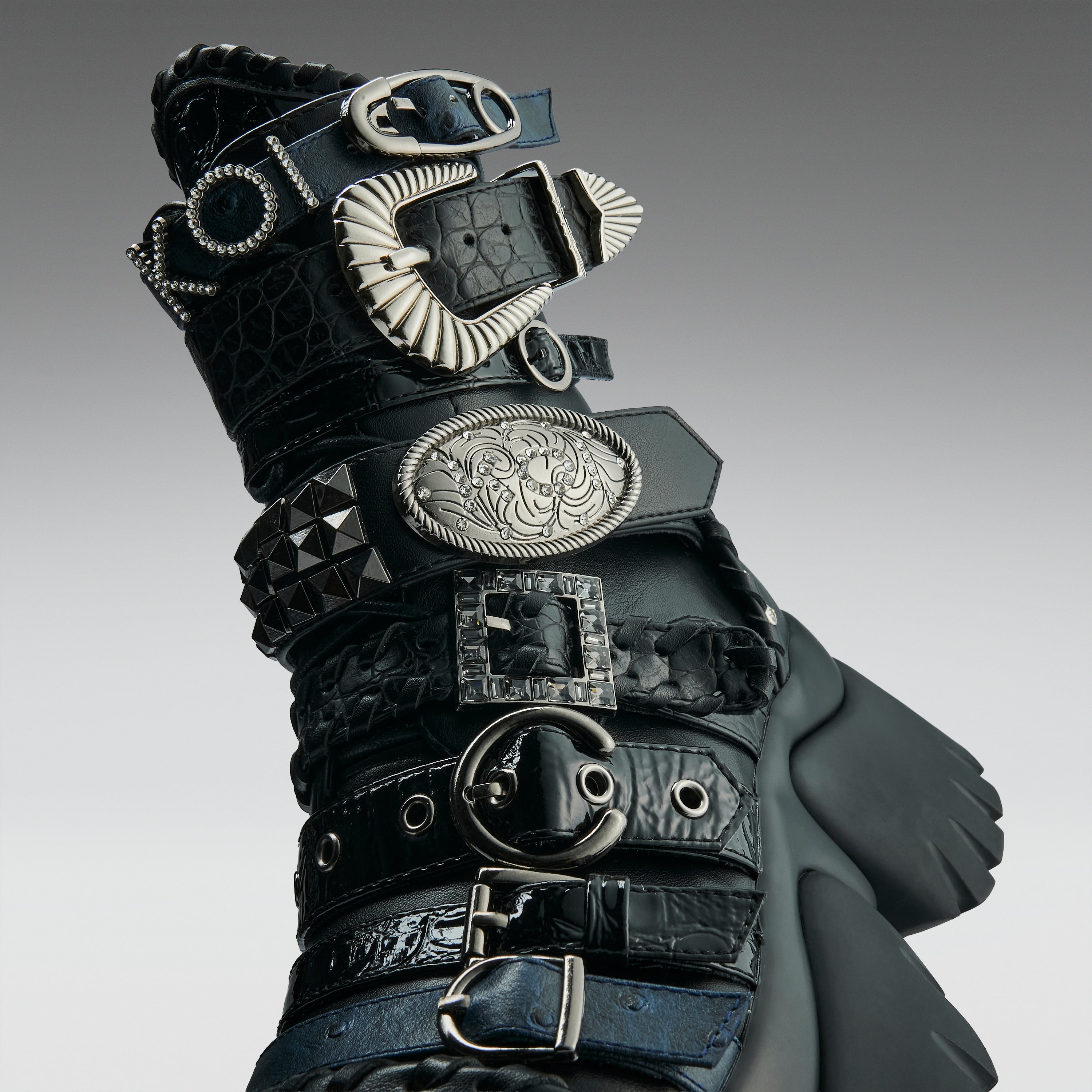 KOI Enchained Belt Monster Boots- Black-Clearance