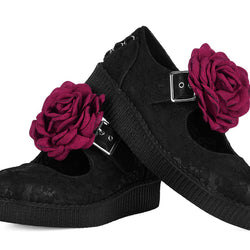 TUK Black TUKskin Flower Lace Viva Low Mary Jane