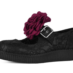 TUK Black TUKskin Flower Lace Viva Low Mary Jane
