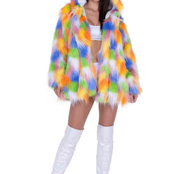 Thigh-High Hooded Fur Coat