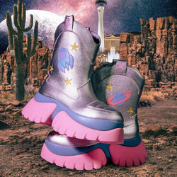 A Fairytale Galaxy Space Boots - Silver-Size 8-Clearance