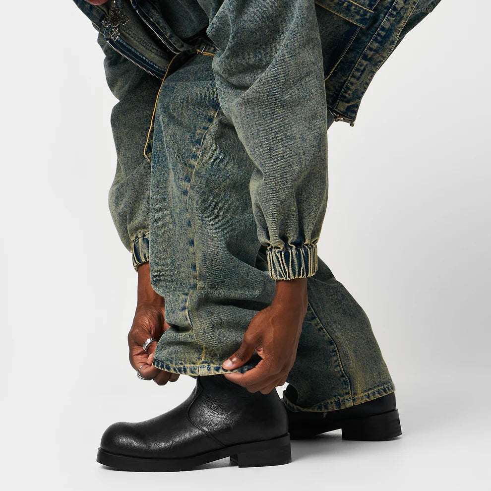 Fateless Men's Stacked Biker Boots - Vintage Black-Black-Size 12-Clearance