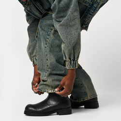 Fateless Men's Stacked Biker Boots - Vintage Black-Black-Size 12-Clearance