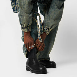 Fateless Men's Stacked Biker Boots - Vintage Black-Black-Size 12-Clearance