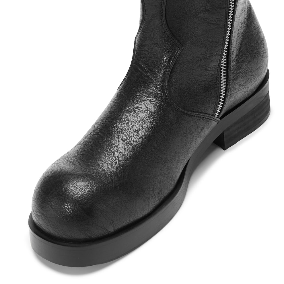 Fateless Men's Stacked Biker Boots - Vintage Black-Black-Size 12-Clearance