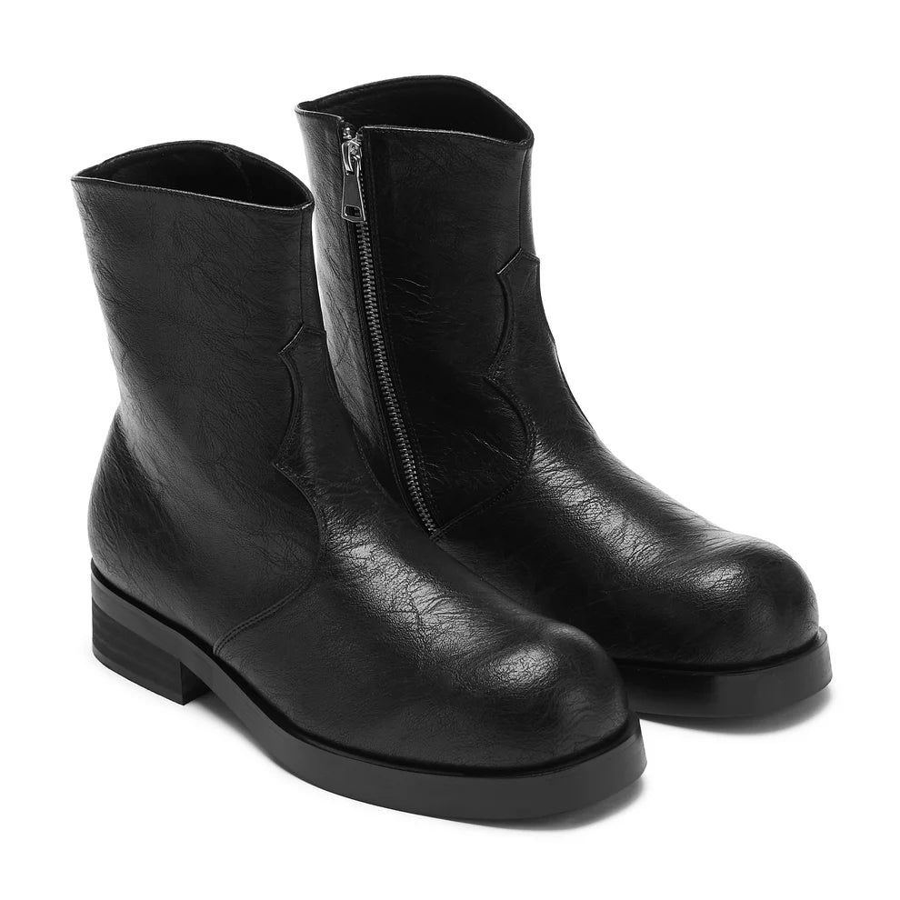 Fateless Men's Stacked Biker Boots - Vintage Black-Black-Size 12-Clearance
