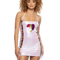 Unicorn & Rainbow Lace-Up Mini Dress