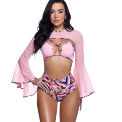 Mesh Bell-Sleeve Shrug