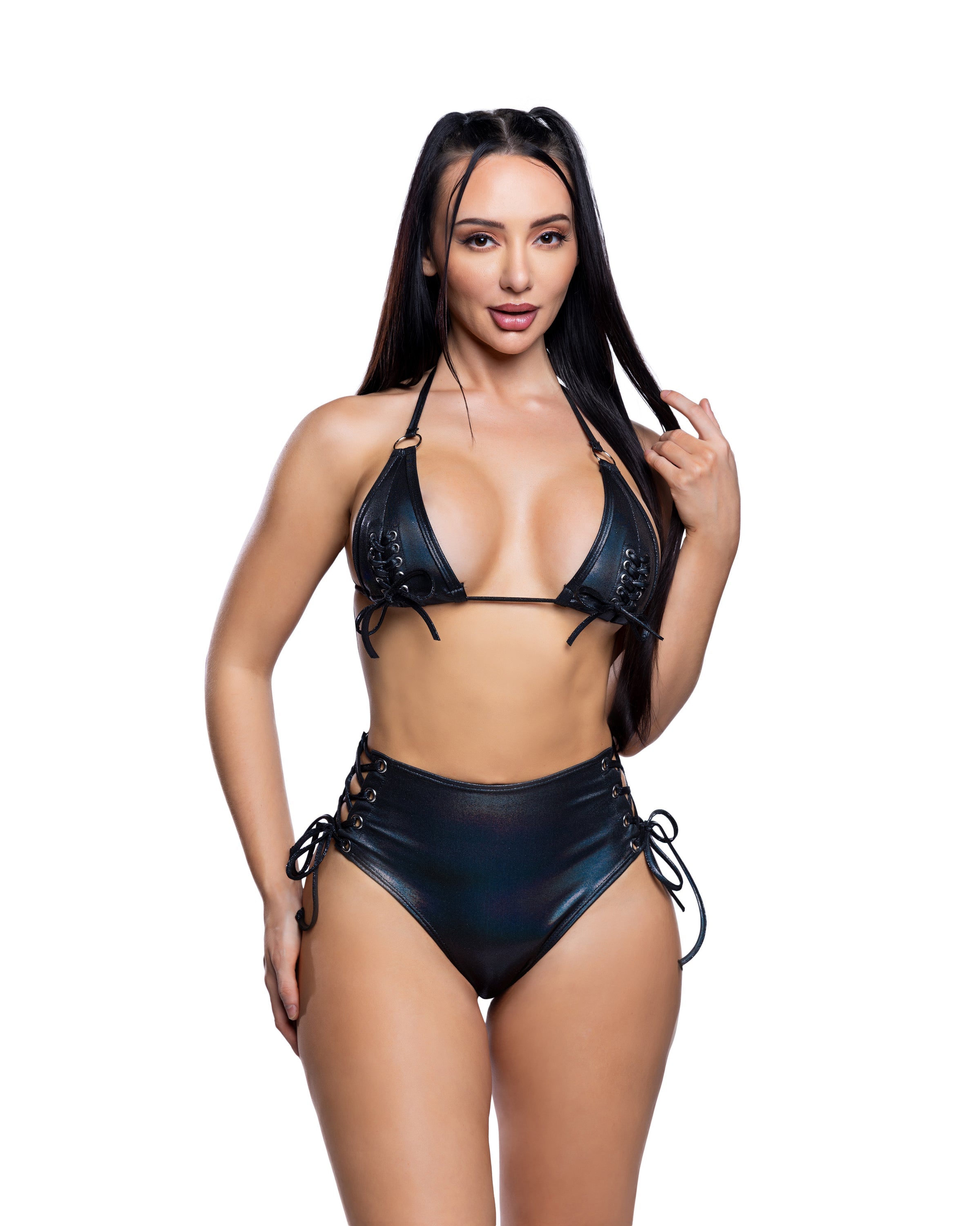 Lace-up Top & High-Waist Short Set