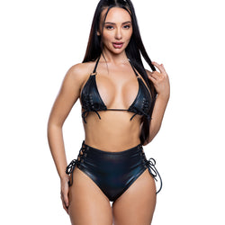 Lace-up Top & High-Waist Short Set
