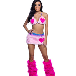 Faux Fur Heart Skirt & Top Set