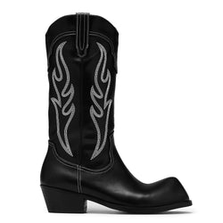 KOI Cryptek Men's Snub Nose Tall Cowboy Boots - Black Vintage