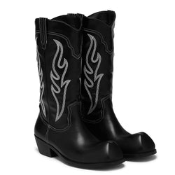 KOI Cryptek Men's Snub Nose Tall Cowboy Boots - Black Vintage