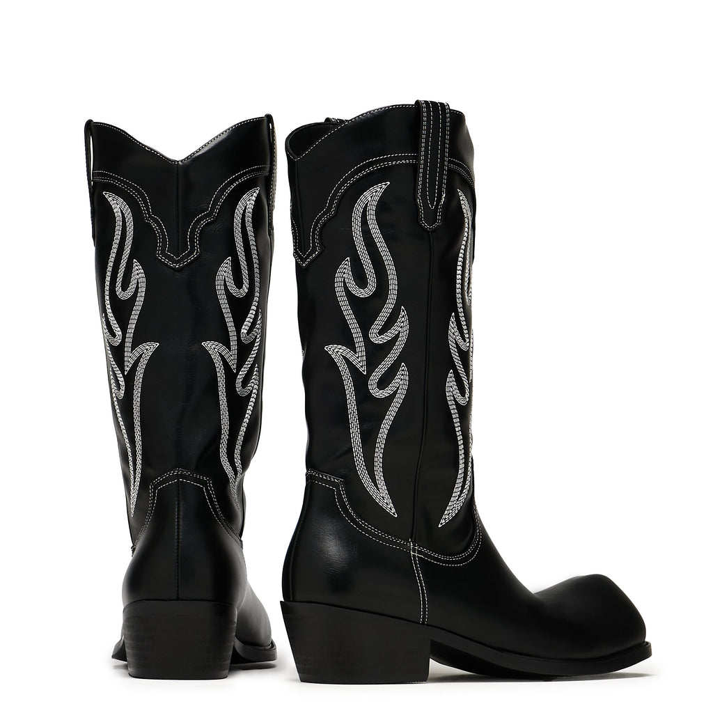 KOI Cryptek Men's Snub Nose Tall Cowboy Boots - Black Vintage