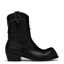KOI Hexmark Men's Snub Nose Short Cowboy Boots - Black Vintage