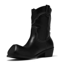 KOI Hexmark Men's Snub Nose Short Cowboy Boots - Black Vintage