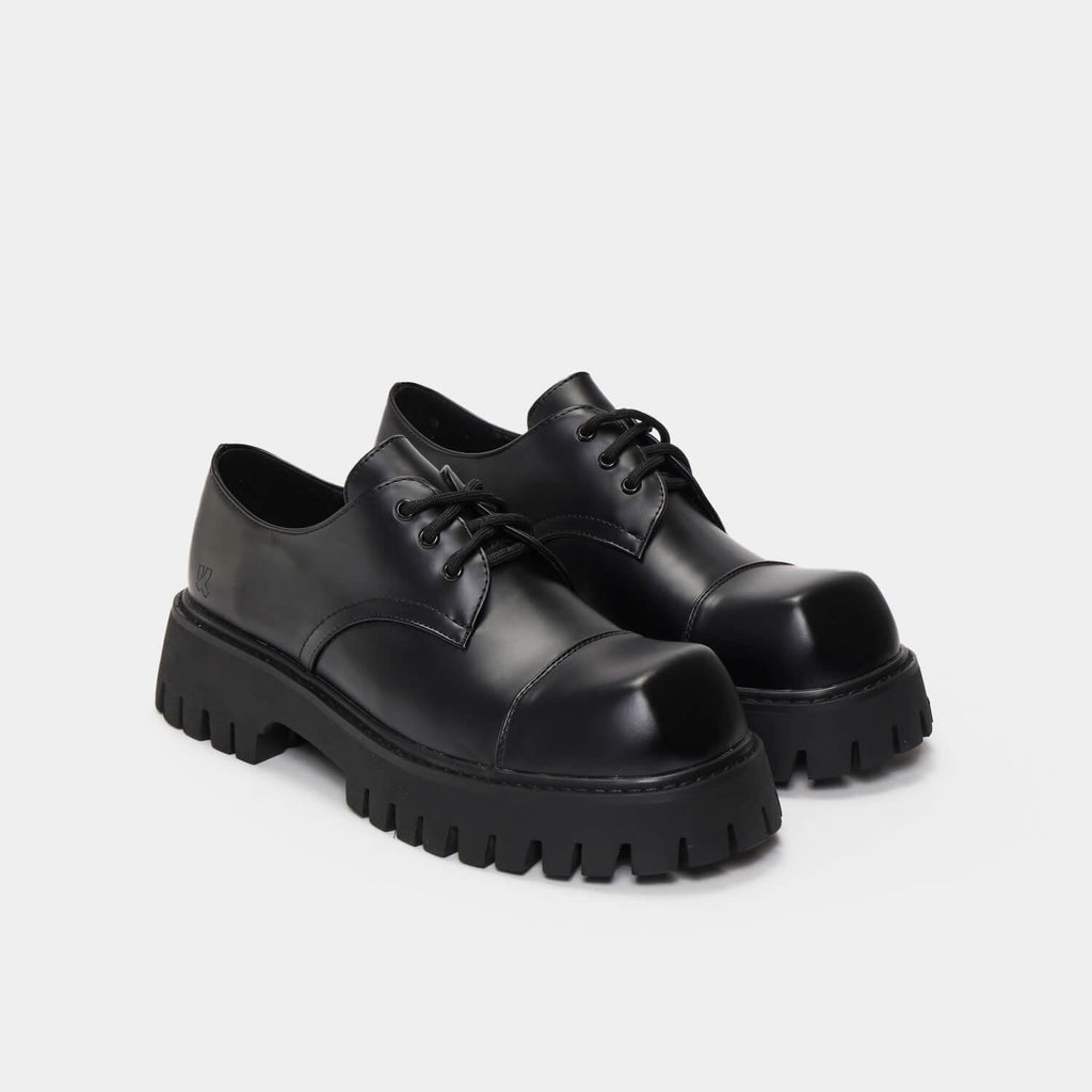 The Corrupter Men's Square Toe Shoes - Shoes - KOI Footwear - Black - Three-Quarter View