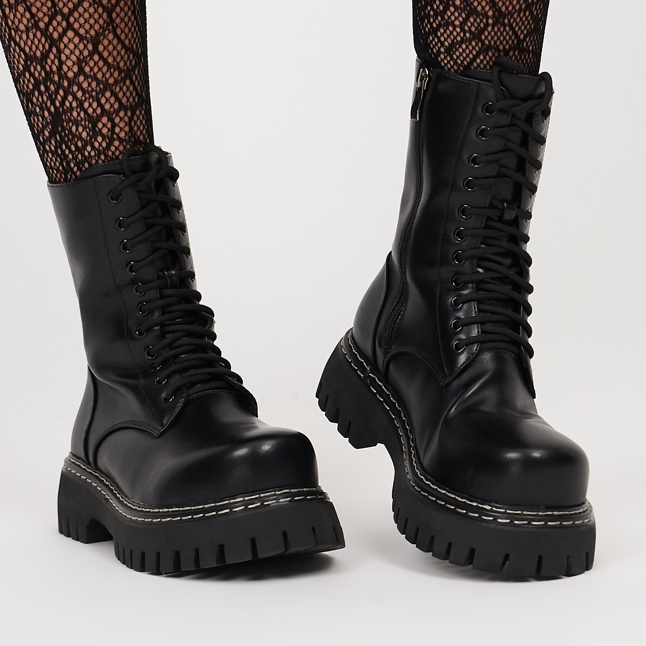 KOI Arasaka Double Rand Military Boots - Black