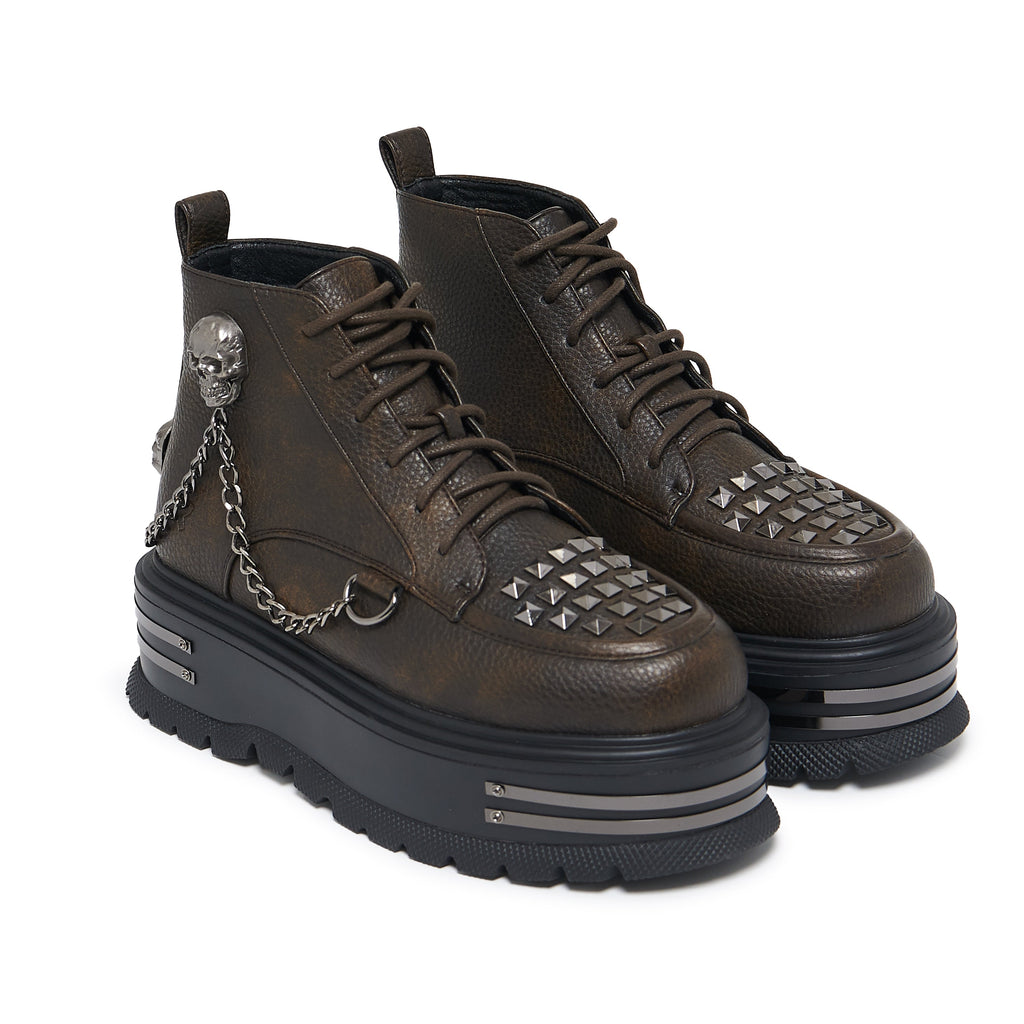 KOI Chained Up Envy Skull Hardware Platform Boots