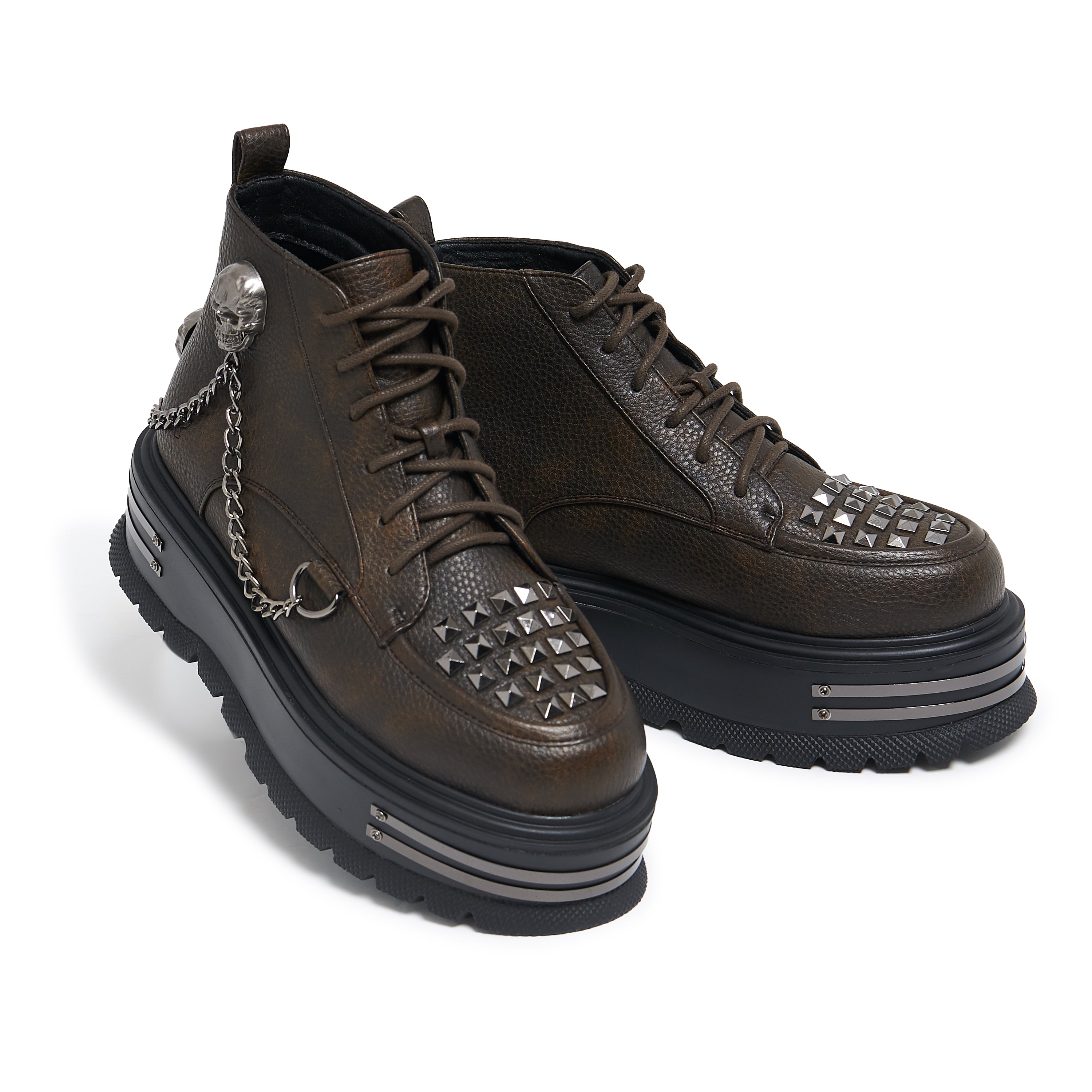 KOI Chained Up Envy Skull Hardware Platform Boots