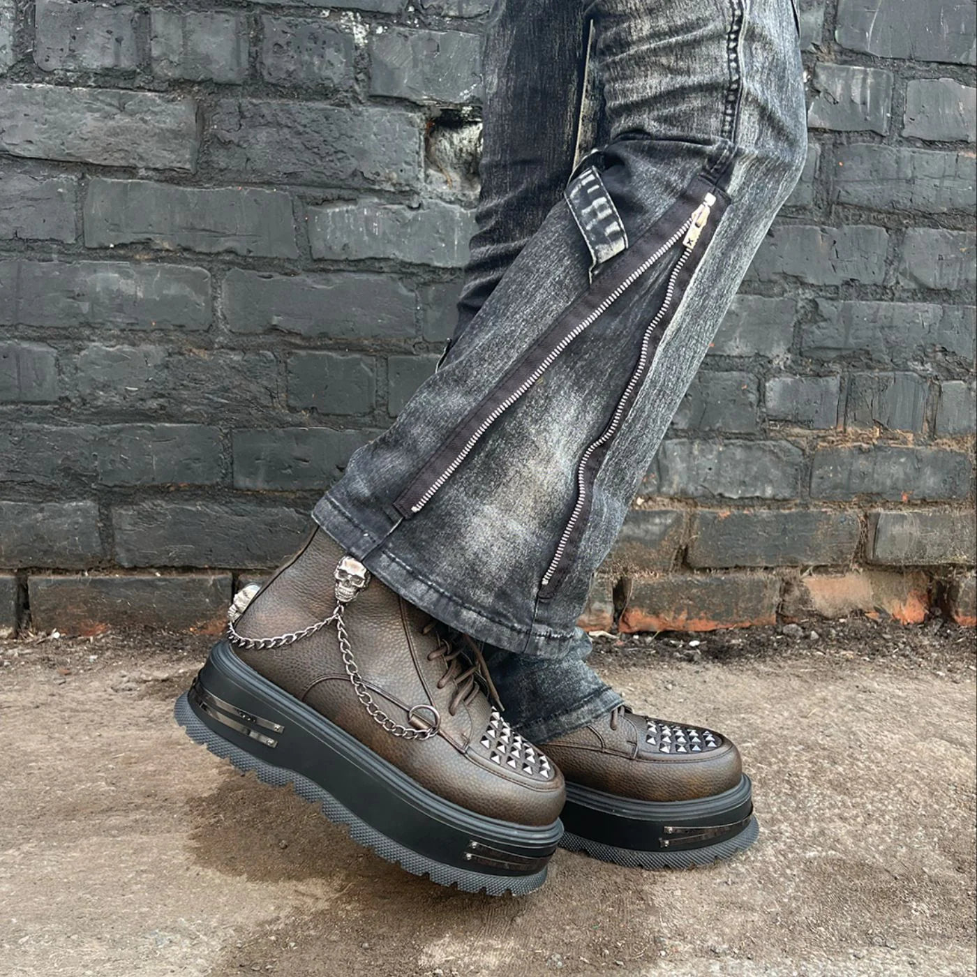 Chained Up Envy Skull Hardware Platform Boots