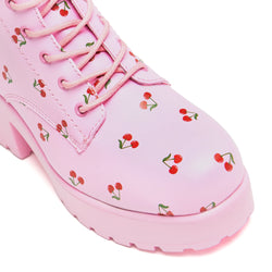 Cherry Passion Platform Boots - Baby Pink