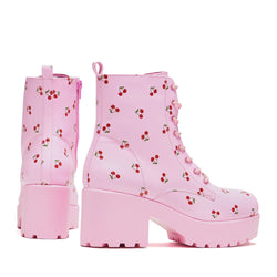 Cherry Passion Platform Boots - Baby Pink