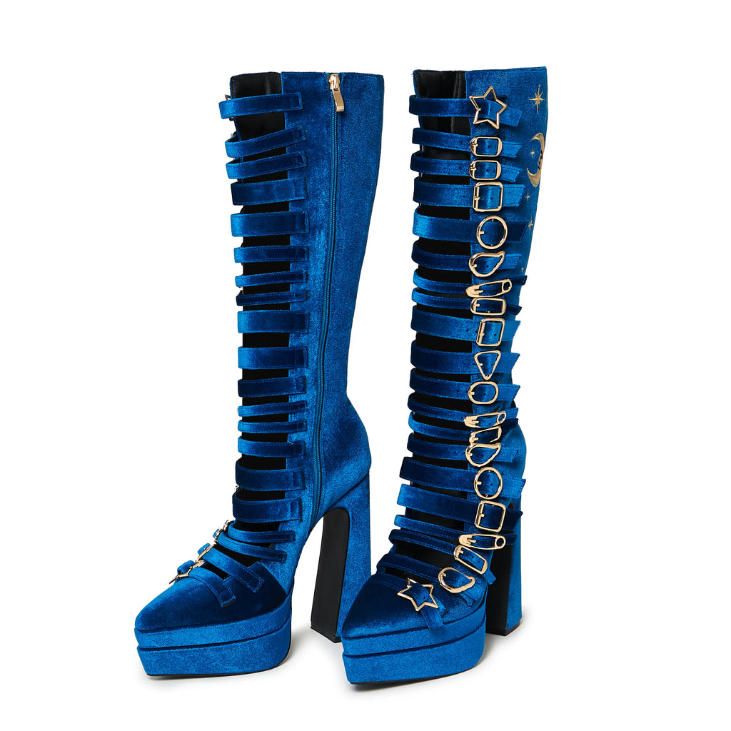 KOI Cyberspace Celestial Long Boots - Blue