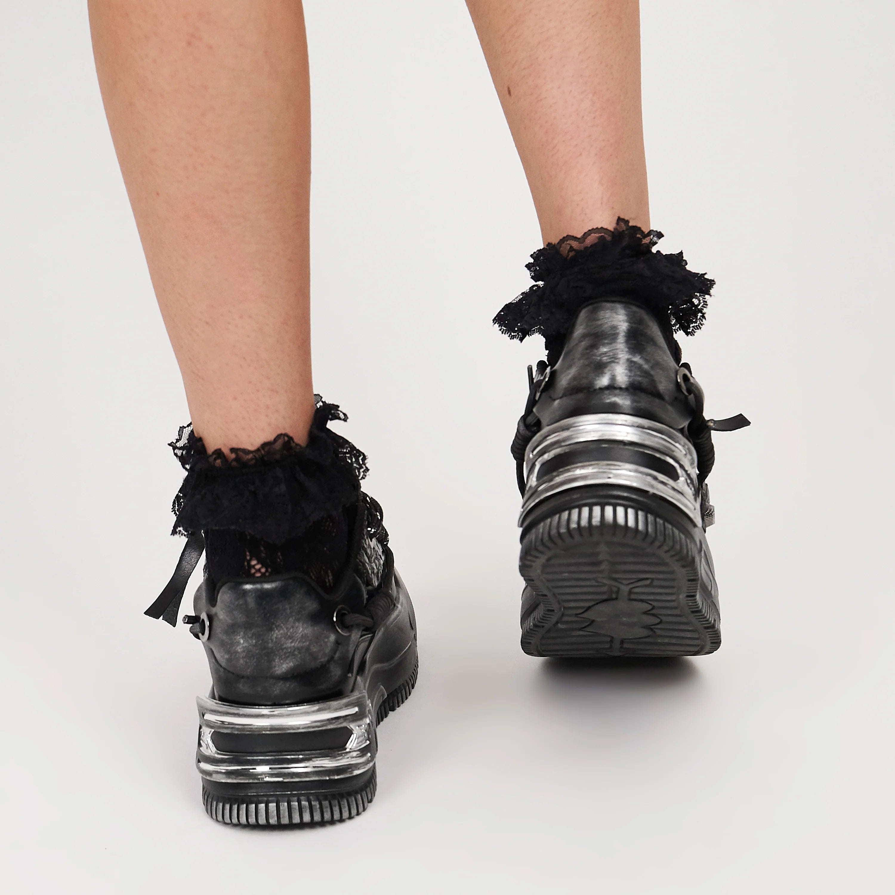 KOI Metamorphosis Distressed Platform Trainers - Charcoal