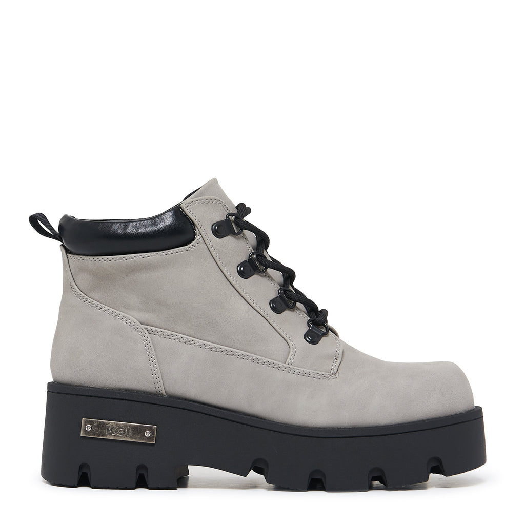 Novus KOI Chunky Lace Up Boots - Grey