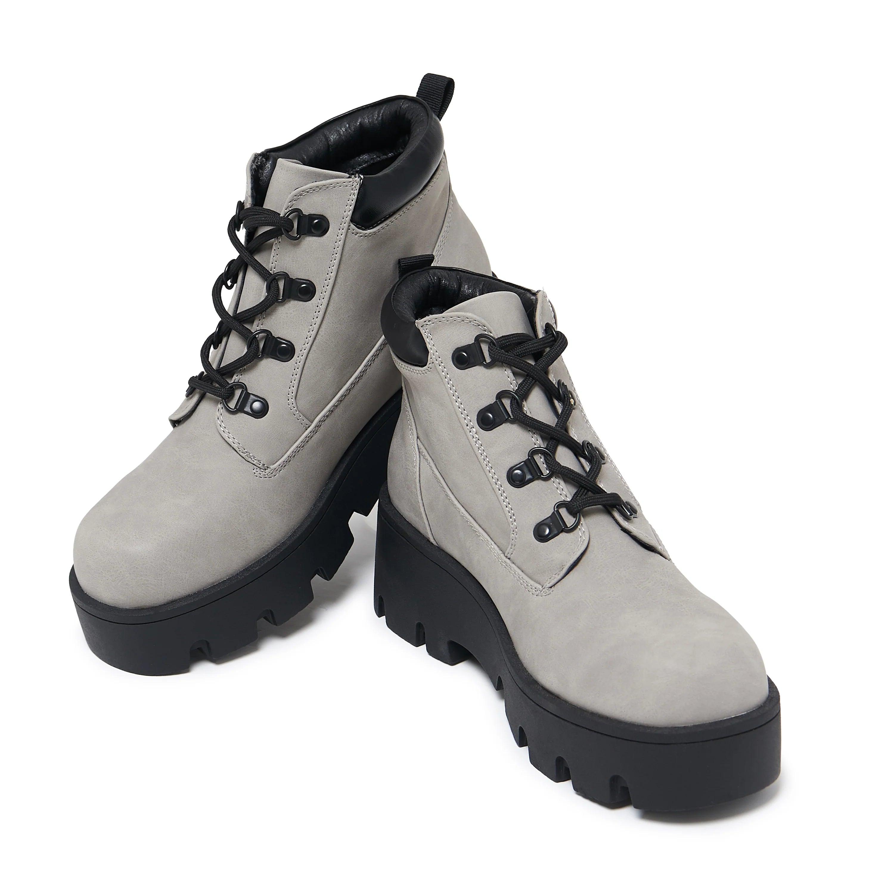 Novus KOI Chunky Lace Up Boots - Grey