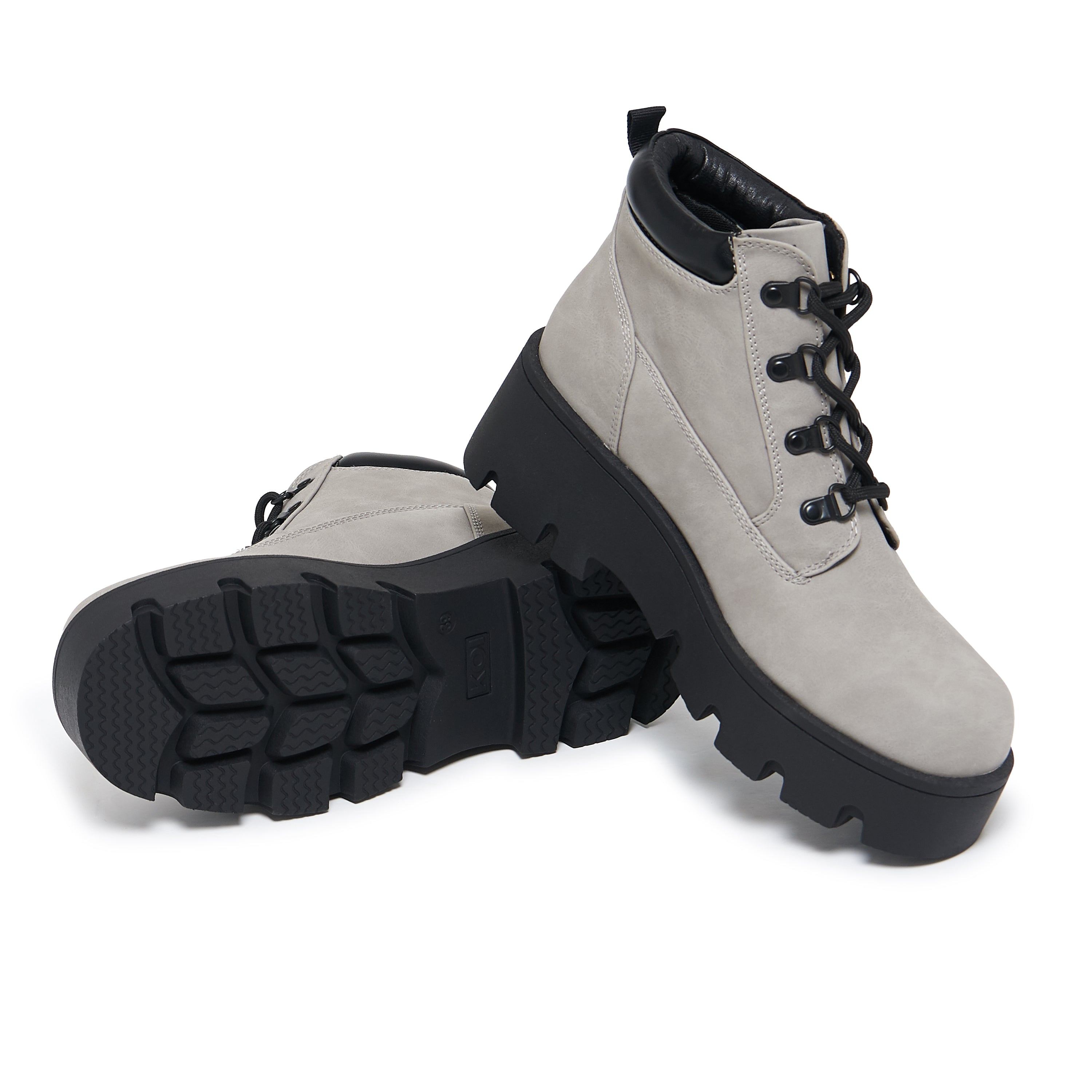 Novus KOI Chunky Lace Up Boots - Grey