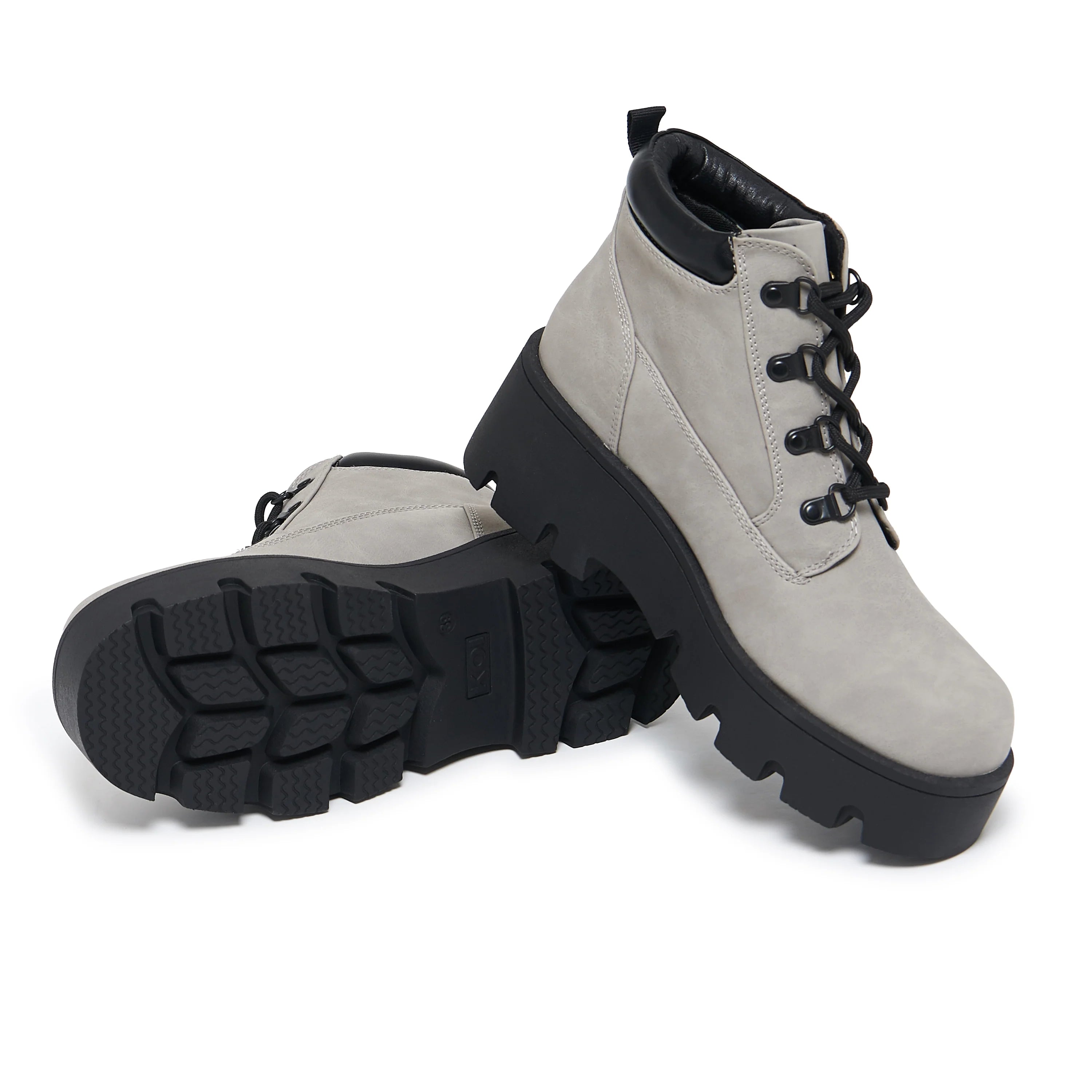 Novus KOI Chunky Lace Up Boots - Grey