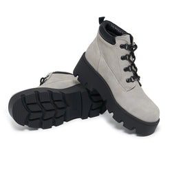 Novus KOI Chunky Lace Up Boots - Grey