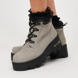 Novus KOI Chunky Lace Up Boots - Grey