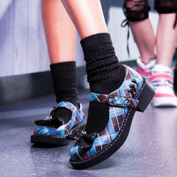 Simulacrums Plaid Mary Janes - Green