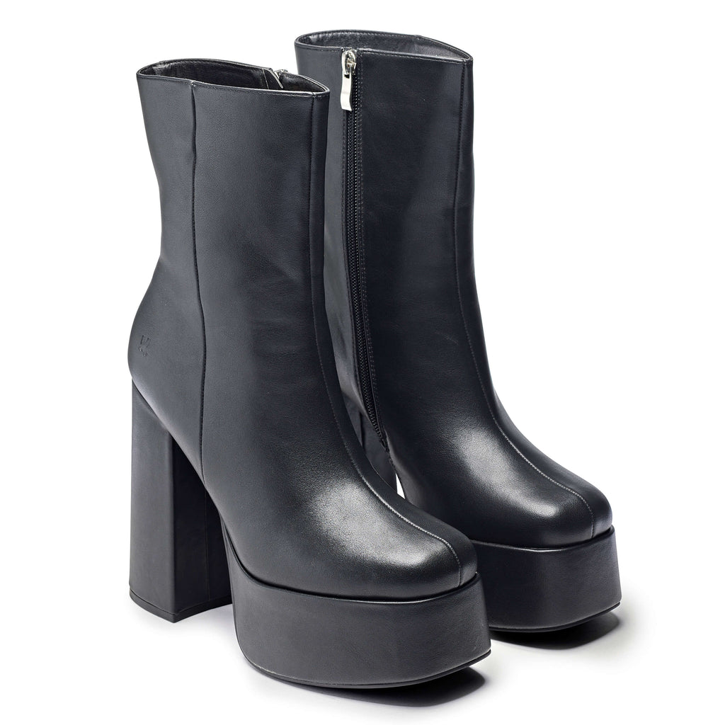 KOI Lexus Black Platform Heeled Boots